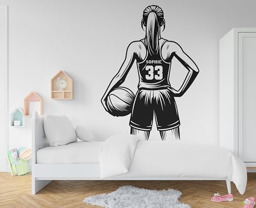 Large Custom Name Basketball Girl Wall Decal Sport Wall Decal