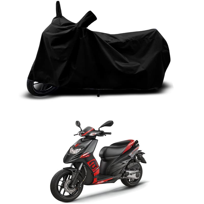Image of 100% Scratchproof /UV-Rays /Heat Protection /Birds Dropping /Water Resistant /Dust Proof /Waterproof /Full Bike Scooty Two Wheeler Body Cover Compatible for Aprilia SR 160 All Varients[Black]