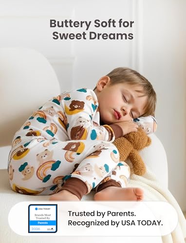 Image of PATPAT Bamboo Viscose Pajama Sets for Toddler Boys & Girls Baby Kids, Ultra-soft Snug fit Pjs Sleepers for Birthday Holiday