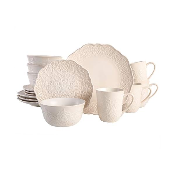 Gibson Elite Portina 16 Piece Dinnerware Set, Cream The Home Kitchen