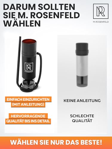 M. ROSENFELD Tragbares Shisha Komplettset für unterwegs – Mini Schischa Reise-/Auto Hookah Set mit Silikon Schlauch, Tasche & Zange, leicht zu reinigen, kompakt schwarz