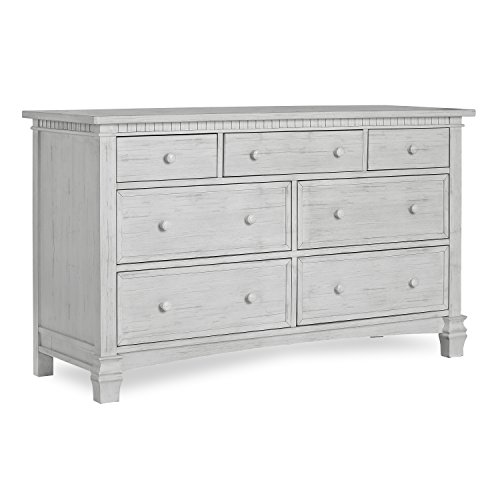 Evolur Cheyenne and Santa Fe Double Dresser, 7 Deep and Roomy Drawers, Comes Assembled, Solid Wood Drawers, Included Anti-Tip Kit, Antique Mist