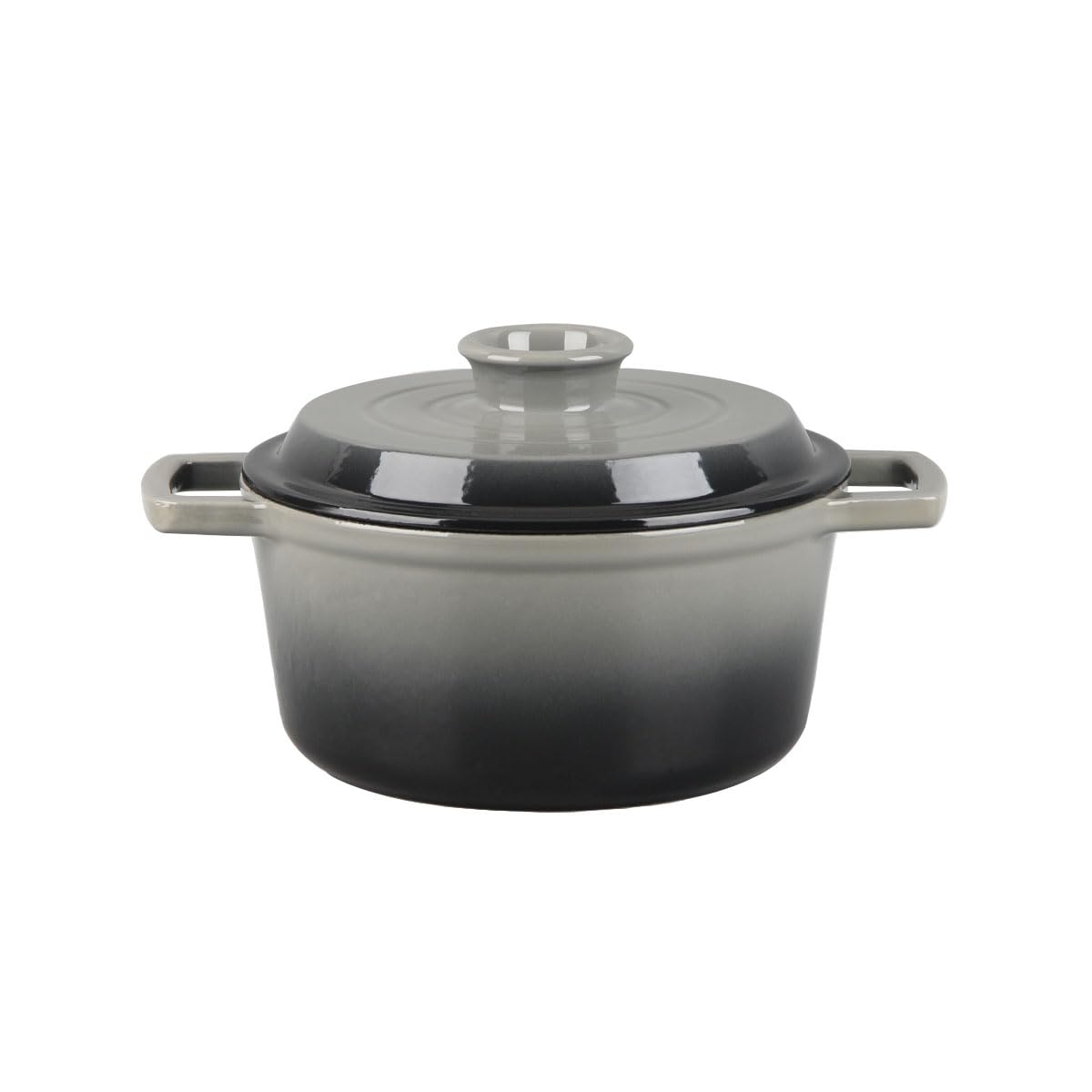Masseiron Pizarra Cazuela de Hierro Fundido Redonda 20 cm | Fonte esmaltada 100%, tapa con picos, compatible inducción y horno, esmalte 3 capas, fácil limpieza, 2,5 L