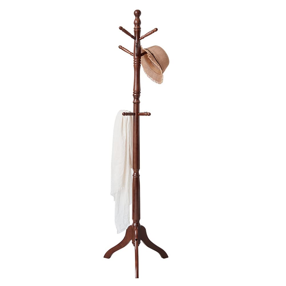 Porte-manteau en bois d'hévéa couleur noyer pour une entrée ou une chambre ordonnée