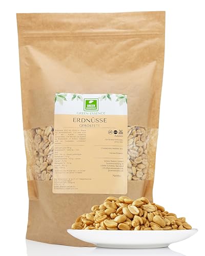 Geröstete Erdnüsse Ungesalzen 1 kg von der Grüne Essenz Erdnüsse ohne Schale Natürlich ohne Konservierungsstoffe ohne Salz und Öl Erdnusskerne blanchiert ohne Haut ideal für Erdnussbutter und Backen