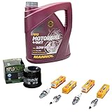 Motoröl 10W40 teilsynthetisch Mannol MN7812-4 4 Liter:. für die Schmierung von modernen Viertaktmotoren. stellt eine hervorragende Kupplungsfunktion sicher und verhindert Schlupf. hocheffektives teilsynthetisches Motoröl.