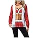 Zldhxyf Blusa de muselina para mujer, Navidad, manga larga, estampado Wacky, cuello redondo, sudadera de moda, blusa, chaqueta de punto, gruesa, rojo, XXL