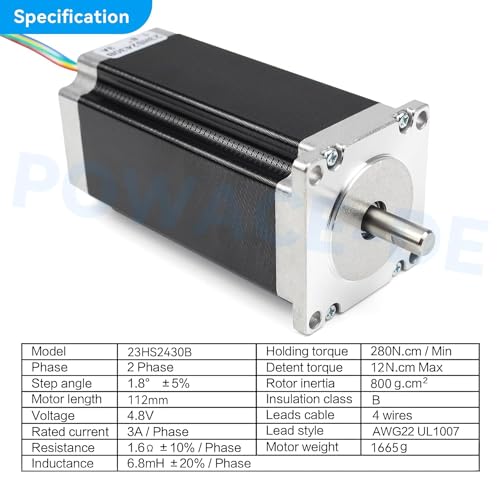 RATTMMOTOR Schrittmotor 3 Stück Nema 23 Stepper Motor, Doppelwelle 4 Drähte Stepping Motor 2.8Nm (425oz.in) 3A 1.8 deg 57x57x112 mm für 3D-Drucker/CNC-Fräsmaschine – Bild 3