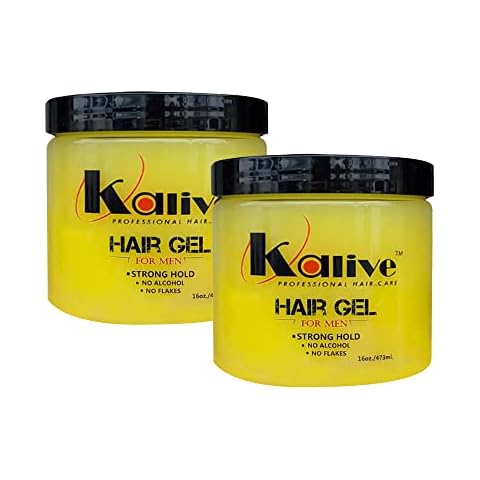 KALIVE Men's Hair Styling Gel 16 oz, (2-pack), Strong-Hold and Light Shine all day, Mens Hair Product fresh scent No Flaking or Alcohol Cover