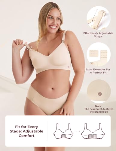 Image of Momcozy Nursing Bras for Breastfeeding, YN21 Seamless Ultra Comfort Maternity Bra, Natural Shape, Pregnancy Sleep Bralette