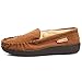 Alpine Swiss Men’s Moccasin Slippers Genuine Suede Slip-On House Shoes Memory Foam Insoles Plush Faux Shearling Lining Comfortable Indoor Outdoor Slipper with Anti-Slip Rubber Sole CHST 10