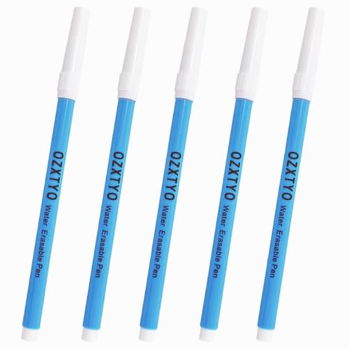 Washable Fabric Markers for Sewing,5 Pack,Blue,Erasable Sewing Markers for Fabric,Water Soluble Embroidery Pen,Fabric Marking Pen,Fabric Marking Pens for Quilting,Sewing Supplies and Accessories