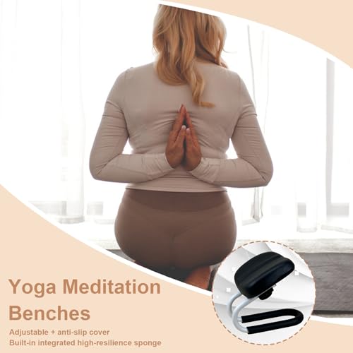 Meditation Stool Kneeling, Prayer Meditation Bench with Sponge Cushion, Adjustable Height Metal Frame Yoga Stool, Non-Slip Leg Sleeve, Hip Support - Image 4