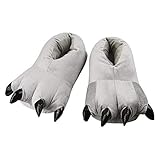 [LONTG] ルームシューズ 冬 あったかスリッパ 恐竜 足 爪付き アニマル 動物スリッパ ぬいぐるみ 個性的 cosplay ハロウィン 着ぐるみ 怪獣 コスプレ仮装 もこもこ 秋冬 室内履き シューズ 靴 メンズ レディース プレゼント グレー