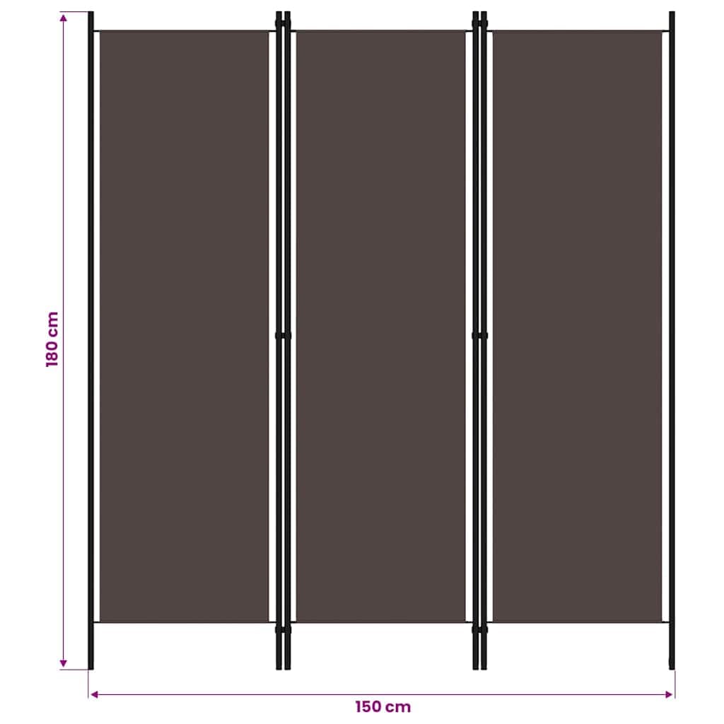3-częściowa ścianka działowa brązowa z materiałowymi abażurami 150 x 180 cm, wolnostojąca, składana, jako ochrona przed wzrokiem, ścianka działowa do salonu, sypialni, biura i na balkon