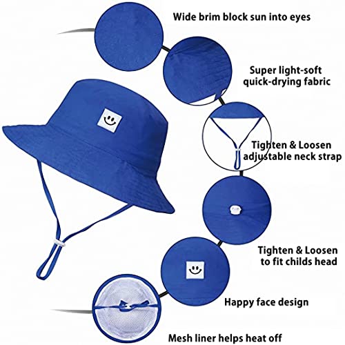 Baby Bucket Hats Smiley Face Upf50+ Baby Sun Hat For 2-5T Baby Boy Girls 2Pack #TOP3