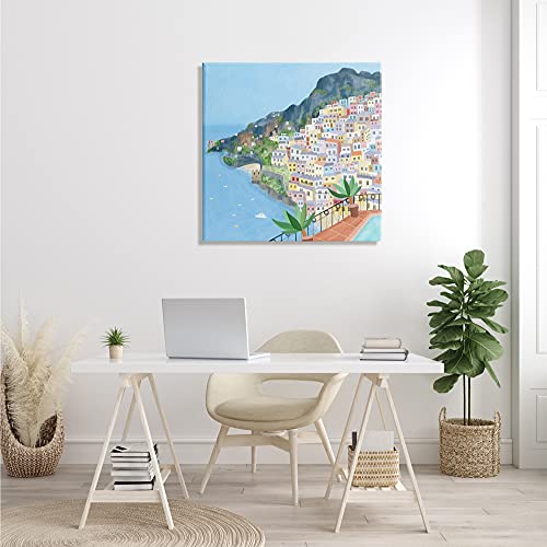Image of 'Positano Cliffside Coastal City Architecture'| Canvas Art | Stupell Industries | 30 x 30 Inches, Easy to Hang and Sturdy, Made in USA, by Carla Daly