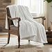 Tache White Ivory Super Soft Warm Polar Faux Fur with Sherpa Throw Blanket 50"x60"