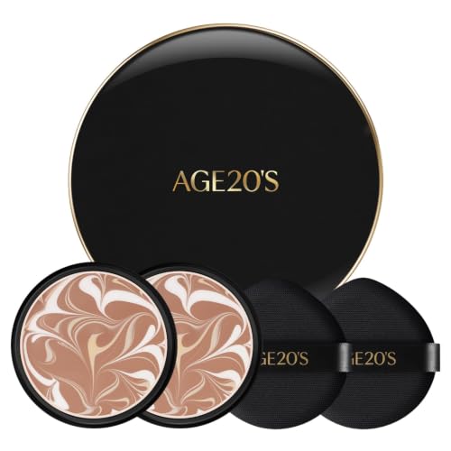 Image of [Vegan] AGE20'S Signature Essence Pact | Pack of 2 | 27C | Korean Cushion Foundation | Cream Foundation, Dewy & Glow Finish, Natural Coverage, SPF 50+