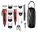 Andis 562940 Ultra Clip Corded Clipper & Trimmer 15-PieceHair Cutting Combo Kit, Stainless Steel Blades, Power Pivot Motor, Whisper Quiet, Hanger Loop, Red