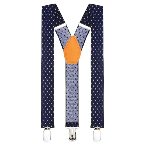 Image of Peluche Blue Lining Black Coloured 3.5cm Strap Width Elastic Suspenders for Men