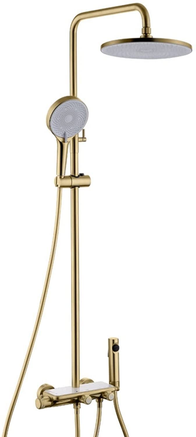 AYCDL Shower System, Shower Faucet Set Wall Mounted Rain Shower Combo Set Height Adjustable Shower Set with 12 Inches Rainfall Shower Head, Tub Spout, Handheld Spraye,Brushed Gold