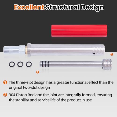 Image of Upgraded Grease Fitting Cleaning Tool [304 Piston Rod], Zerk Fitting Cleaning Tool, Remove Old Dried Grease from Fittings, Pins, Shafts, Bushings, and Joints (Red)