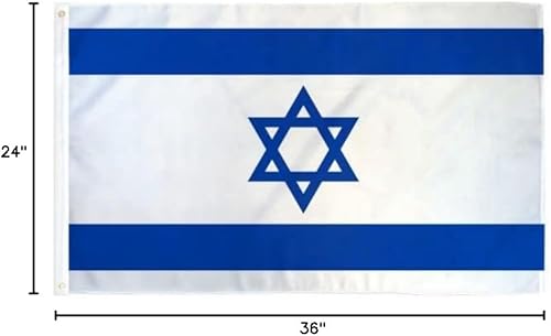 Miniatura 4 de Bandera de Israel, 2 x 3 pies, súper poliéster hilado 100D, colores vibrantes, ojales de latón, resistentes a la decoloración