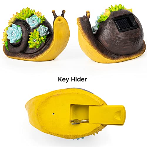 Xindian Solar Snail Statue Figurine With Key Hider And 5 Led Lights Succulent Outdoor Ornament For Outside Decor Garden Decorations For Yard Patio #TOP3