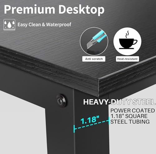 Image of Aquzee Desk with Hutch, Computer Desk with Shelves, 55 Inch
