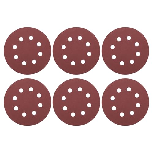 HARFINGTON 20 Pcs 5 Inch Sanding Discs, 180 Grit Hook and Loop Sandpaper, 8-Hole Aluminum Oxide Orbital Sander Sandpaper for Woodworking Automotive Metal Polishing, Red