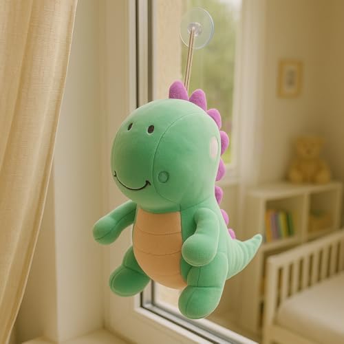 Image of Dimpy Stuff Dino Plush Toy - Green 23 cm (9 inch) - Ultra-Soft Squishy Nursery Decor Children