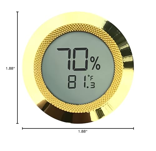 Prestige Import Group Round 2" Digital Hygrometer Thermometer for Cigar Humidors - Gold - 1 Piece - Image 6