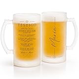 Gifters | Pack 2 Jarras de Cerveza Personalizadas para Testigos de Boda | Cristal Mate 500 ml con Nombre | Regalo Original y Elegante para Testigo y Testiga | Detalle Especial Boda