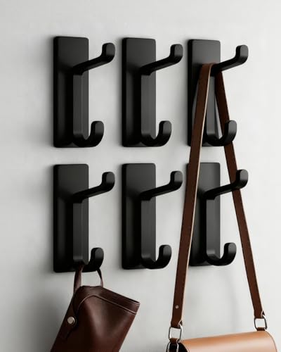 YLITREUS Self Adhesive Wall Hooks, 6 Pack Coat Hooks Wall