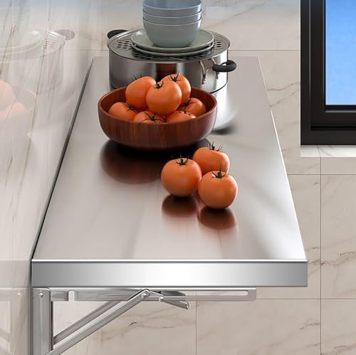 Table pliante murale acier inoxydable 150x25 étagère comptoir - 4