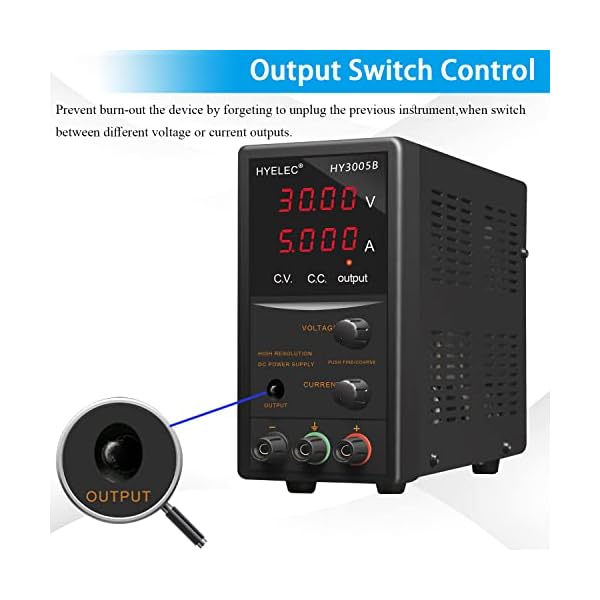 DC-Power-Supply-Variable-Hyelec-30V-5A-Adjustable-Switching-Regulated-DC-Bench-Power-Supply-with-4-Digits-LED-Display-Data-HoldCoarse-and-Fine-Adjustment-with-110V-Alligator-Leads DC-Power-Supply-Variable-Hyelec-30V-5A-Adjustable-Switching-Regulated-DC-Bench-Power-Supply-with-4-Digits-LED-Display-Data-HoldCoarse-and-Fine-Adjustment-with-110V-Alligator-Leads