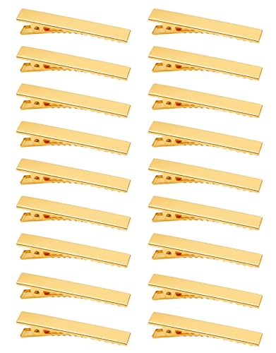 Image of ROSAURA (4.5 CM 50 Pcs) Alloy Steel Single Prong Alligator Hair Clips Base for DIY Hair Accessories, Barrette Hair Clips for Bow Making, Salon, and Hair Styling (Gold Flat)