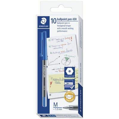 Bolígrafos Medianos Staedtler con tinta fluida azul, caja de 10 unidades de alta durabilidad