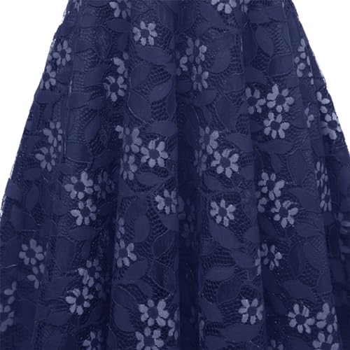 Image of IWEMEK Women Spaghetti Strap Floral Lace Bridesmaid Cocktail Party Dress Cold Shoulder Ruffle Sleeve Wedding Guest Prom Dress
