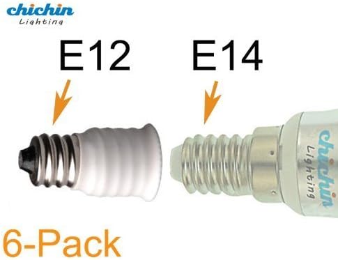 ChiChinLighting?6-Pack White E12 to E14 Adaptor, Convert European E14 Bases to USA E12 Candelabra Base by ChiChin International