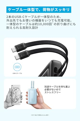 Anker Zolo Power Bank (10000mAh, 35W, Built-In Dual USB-Cケーブル) A1680C の商品画像 1