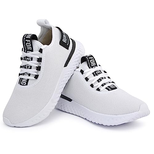 Tênis Academia Confortável Macio Corrida Feminino Masculino (43, Branco/Preto)