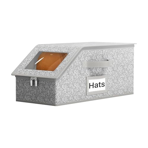 de almacenamiento apilable para sombreros, organizador transparente de 24 capacidades, contenedor protector para dormitorio, viajes, ideal para guardar gorras de béisbol o gorros, fácil acceso