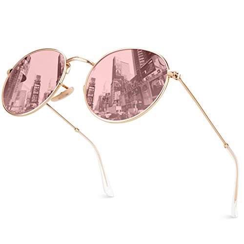 DUCO Damen Sonnenbrille Retro Rund - UV400 Schutz Polarisiert Vintage Style