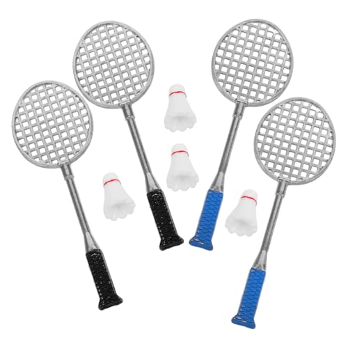 Warmhm 2 Ensembles De Mini Raquettes De Badminton Breloques Miniatures pour Maison Poupée Accessoires en Alliage Pendentif Badminton À Breloque Balle Sport Créative