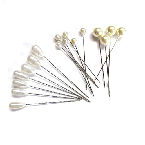 ULDIGI 200pcs Corsage Pins Wedding Bouquet Floral Bouquet Buttons 100pcs 6x54mm 100pcs 6x65mm Crystal Pearl Pins