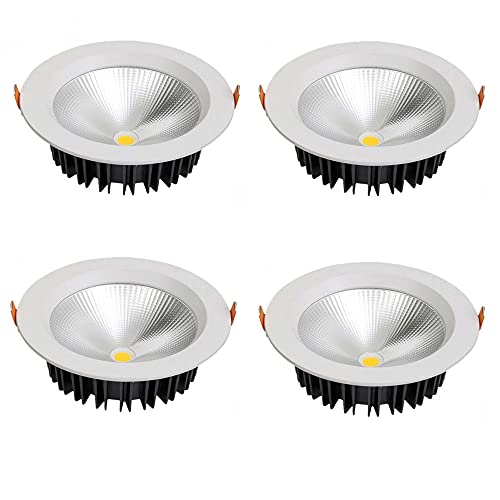 Foco empotrable de Aluminio de Alto Brillo, Paquete de 4, Luces LED Tipo Bote, Apto para Cocina, escaparate y hogar.