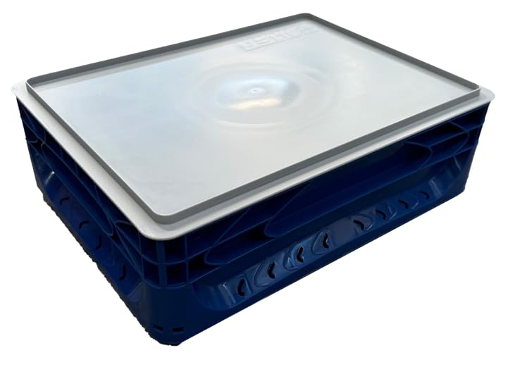 Solent Plastics 10 Litre Deep Pizza Bread Dough Proofing Tray complete with Lid - 40 x 30cm x 12cm - Fits in domestic fridges! (Blue)