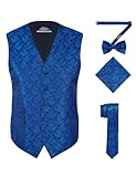 Picture of S.H. Churchill & Co. Men's 4 Piece Paisley Vest Set, with Bow Tie, Neck Tie & Pocket Hanky - 4XL, Royal Blue/Black